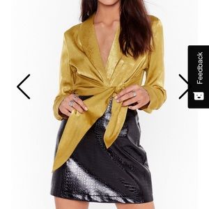 Nasty Gal satin tie blouse